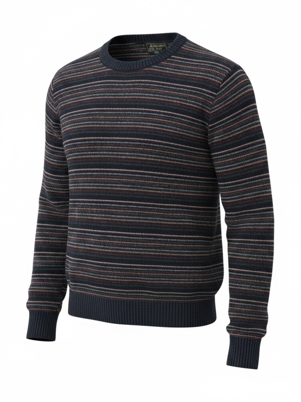 Vintage Peconic Bay Traders Men’s Navy Striped Sweater